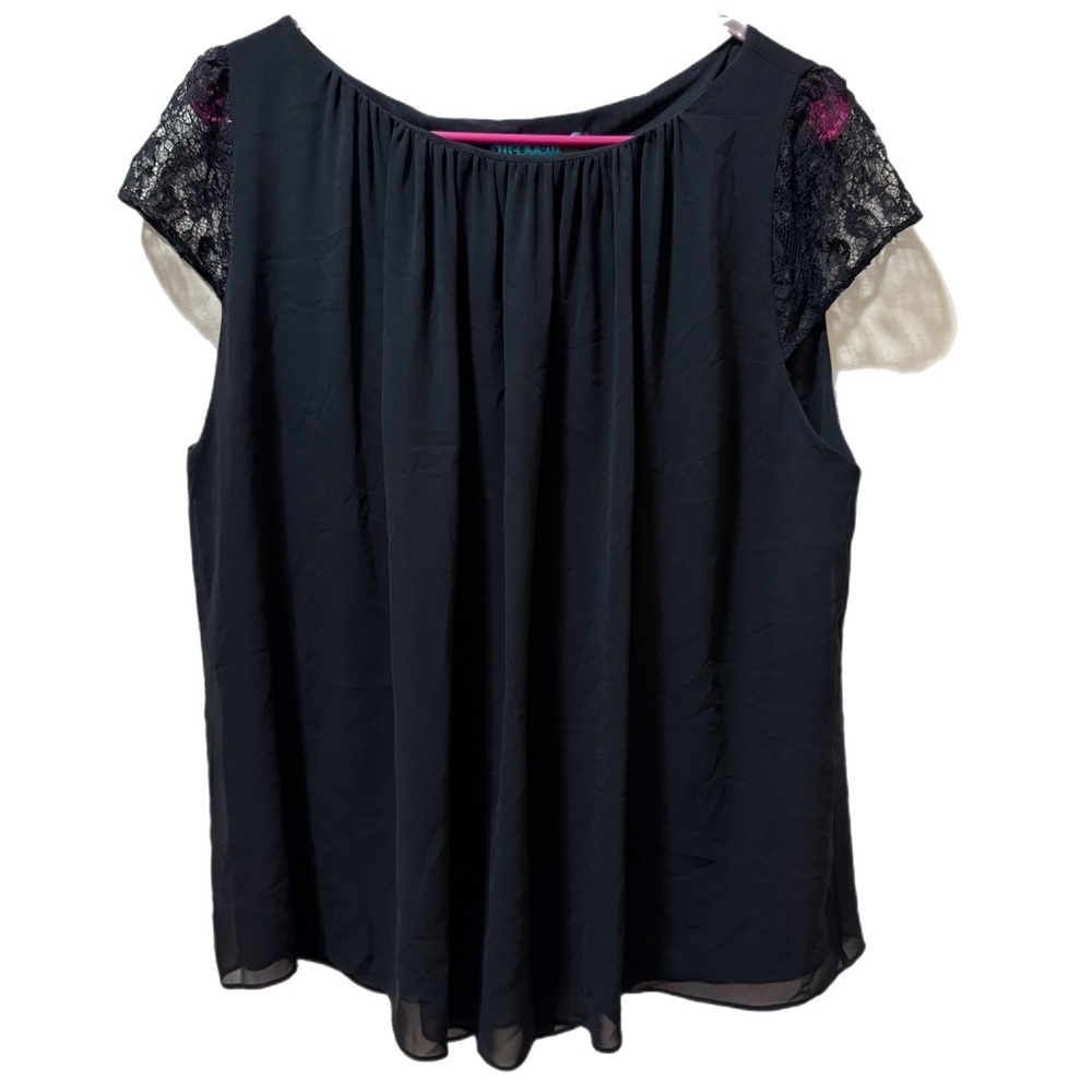 Alice + Olivia Black Lace Sleeved Blouse Size Large